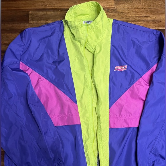 Saucony Vintage 80’s Style L Neon Windbreaker Jacket - Picture 3 of 5